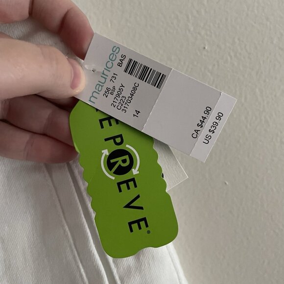 M Jeans By Maurices Women 14 White Denim Casual High Rise 5in A-Line Short NWT - Picture 6 of 13